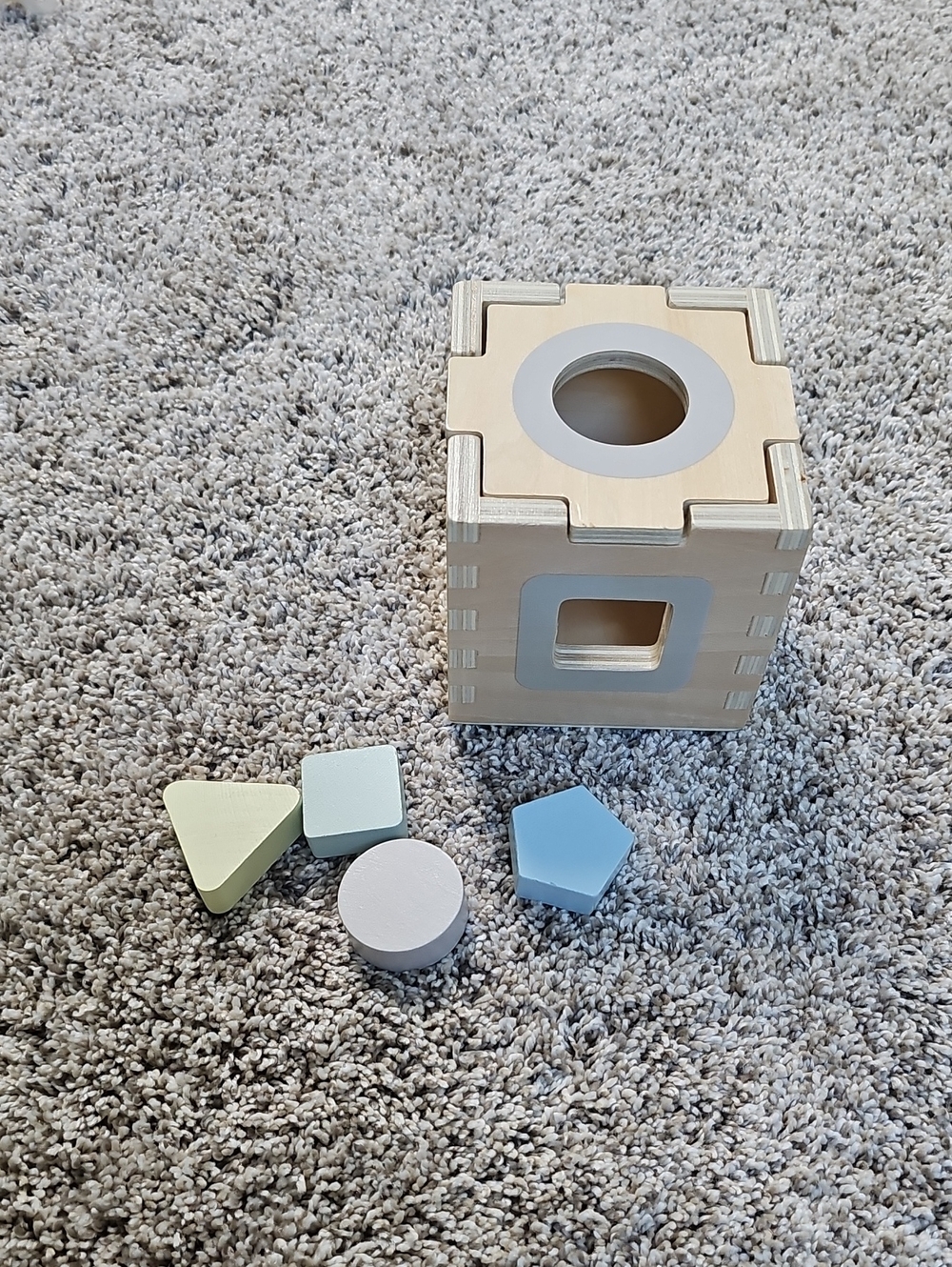 Wooden Shape Sorter Toy with Pastel Shapes